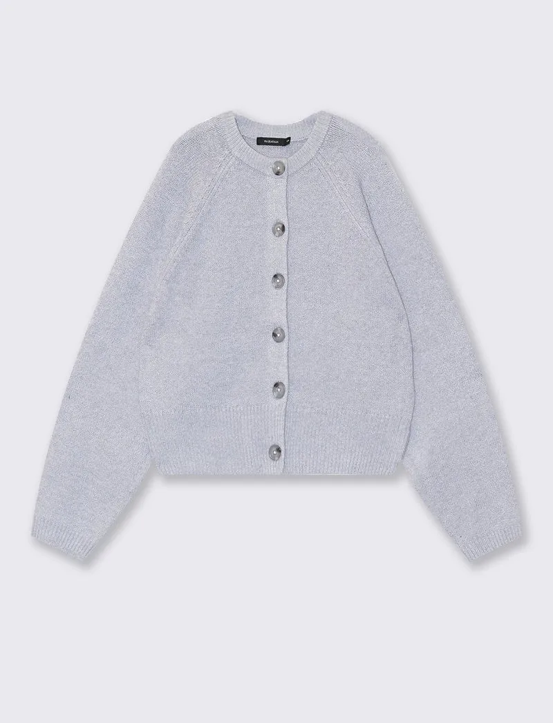 Cardigan girocollo manica a raglan - Azzurro cielo