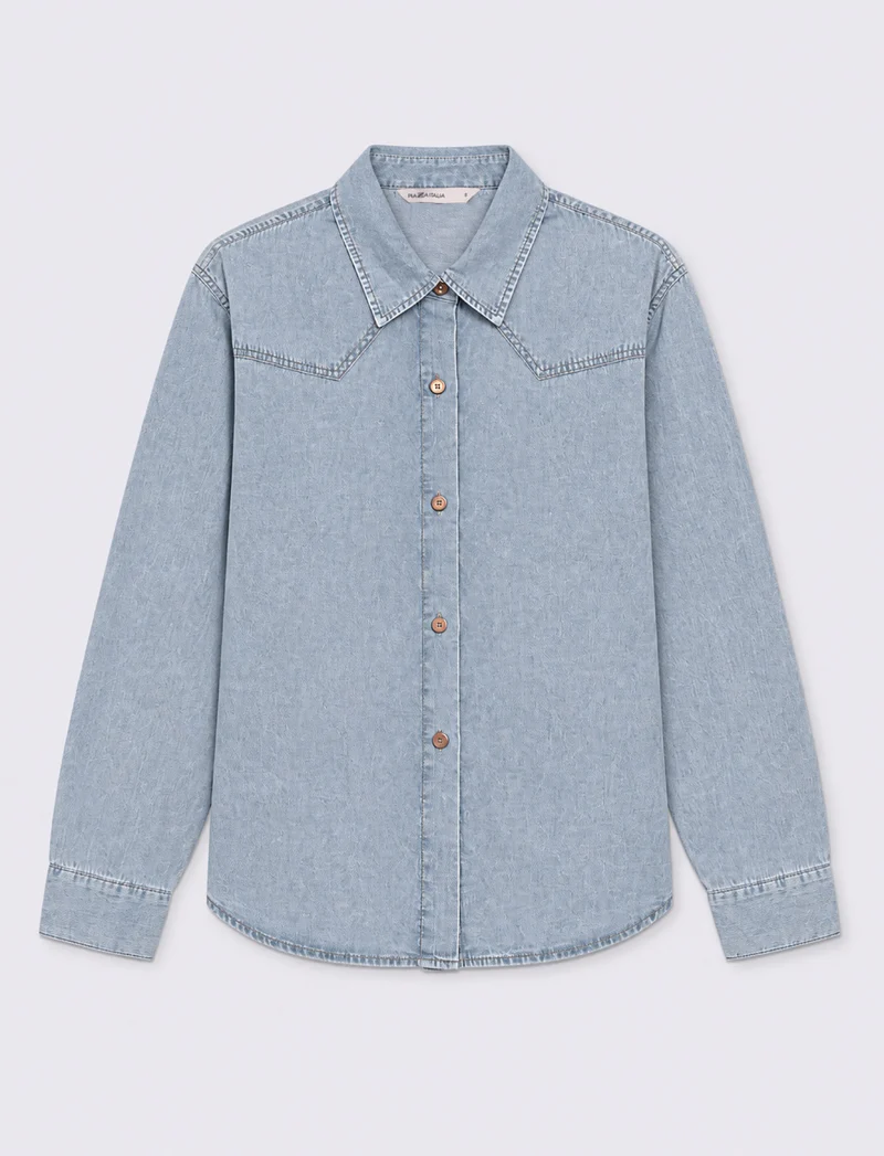 Camicia a manica lunga con carrè - Denim