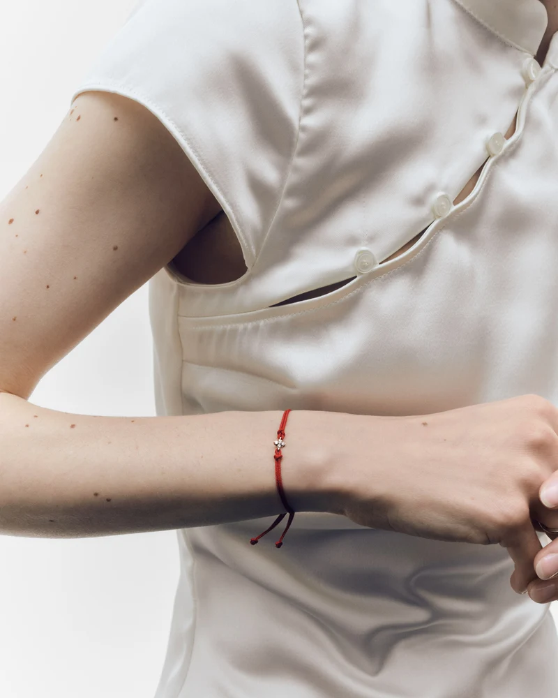 GRID diamonds and 18k white gold maggie red cord bracelet