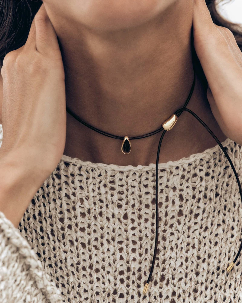 GRID Quartz Luna cord necklace