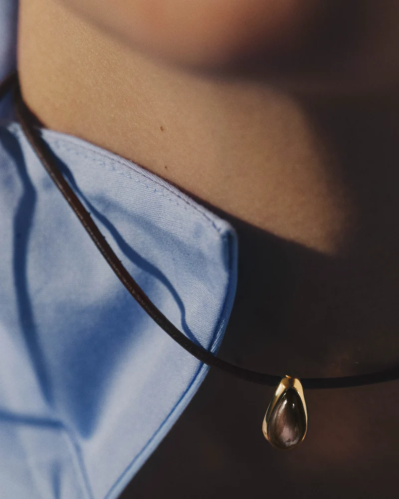 GRID Quartz Luna cord necklace