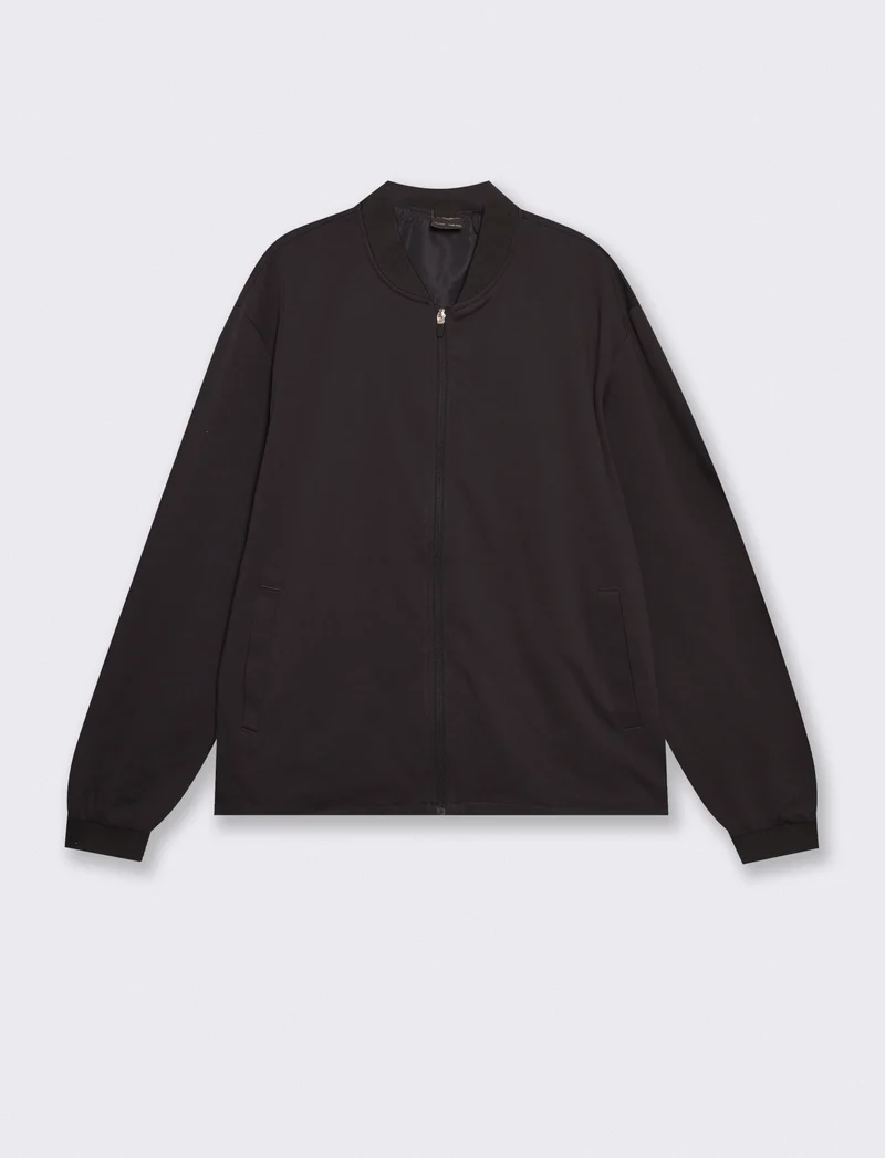 Felpa Lupetto Cardigan Uomo in Tessuto Diagonale - Blu
