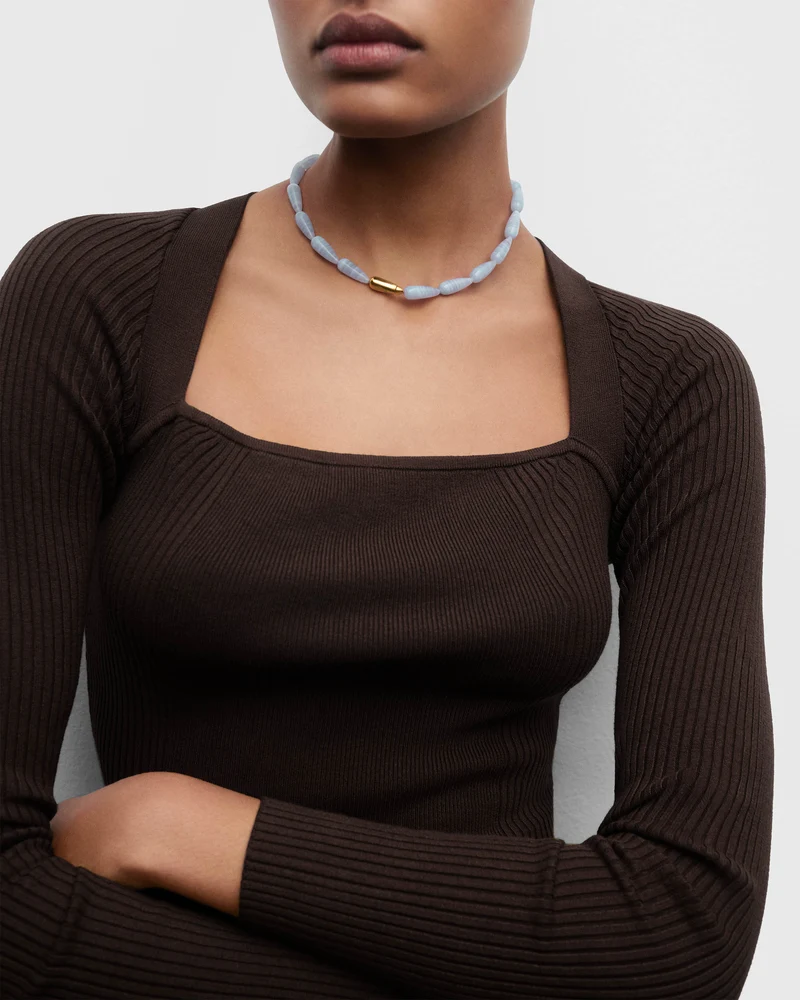 GRID 4 Blue agate Drop necklace