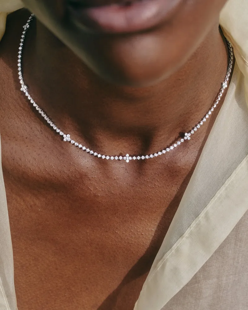 GRID Diamonds and White Gold Maggie Cascade Necklace