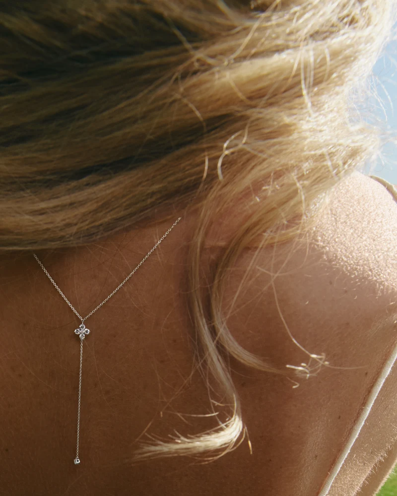 GRID 2 Diamonds and White Gold Maggie Tie Necklace