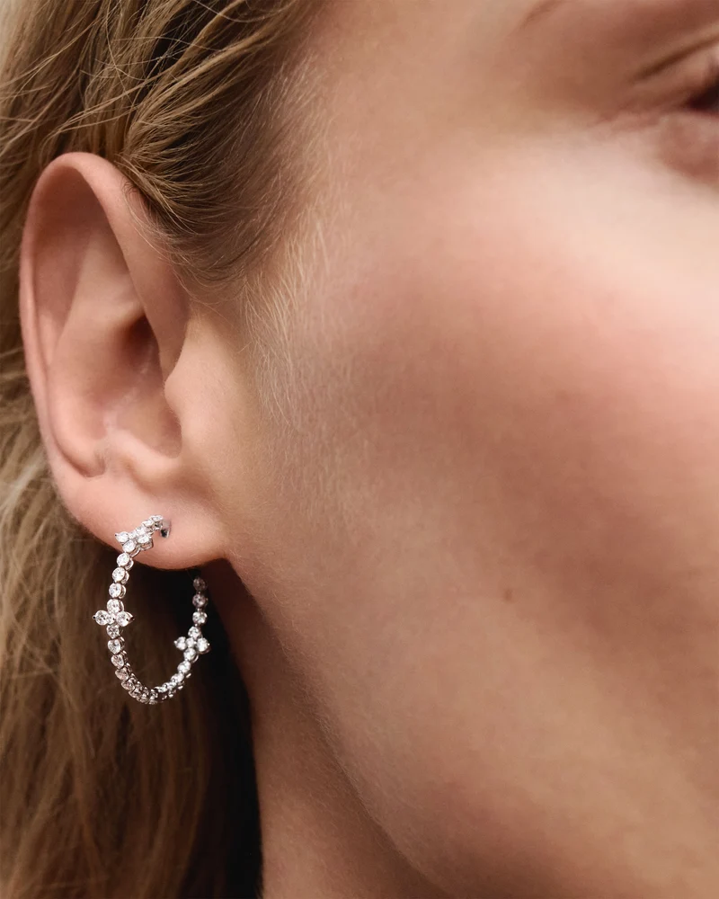 GRID 3 Diamonds and White Gold Maggie Earrings