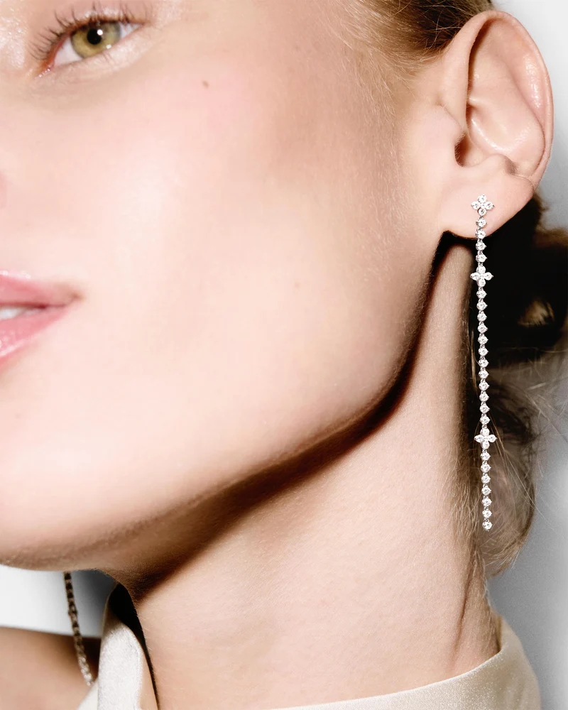 GRID 2 Diamonds and White Gold Maggie Cascade Earrings