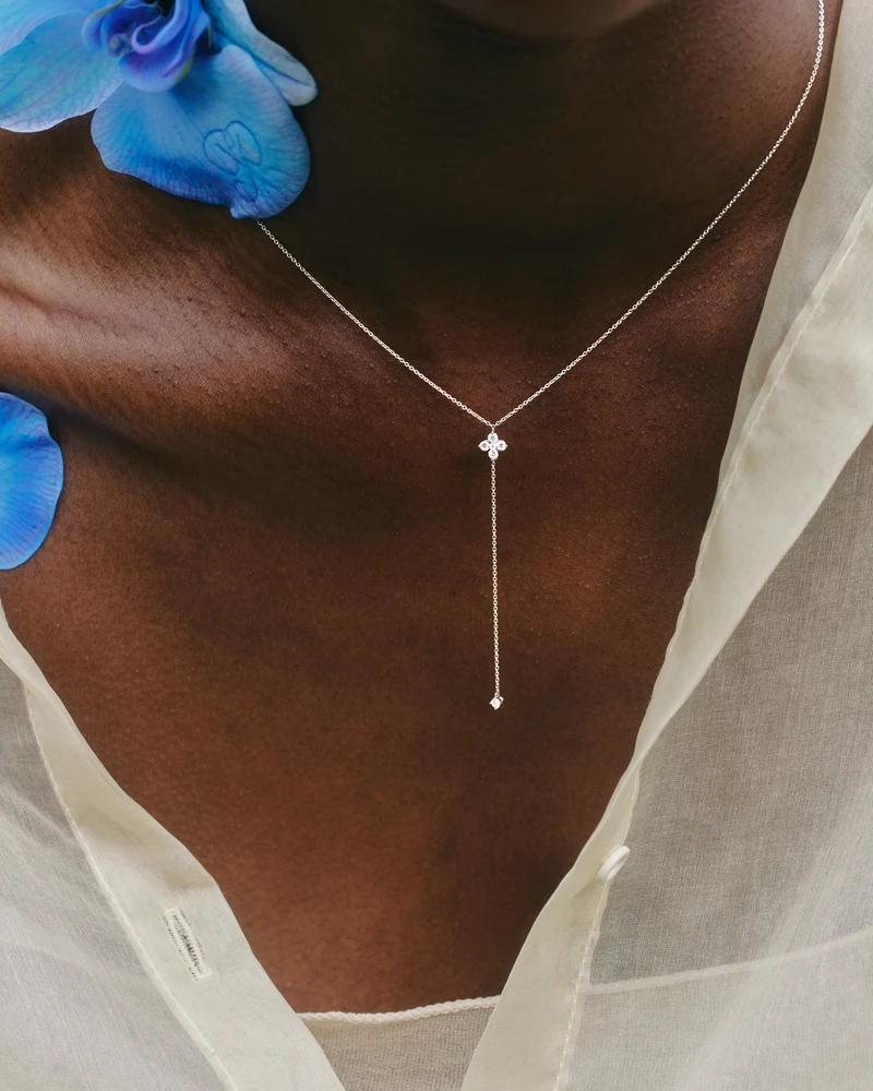 GRID 2 Diamonds and White Gold Maggie Tie Necklace