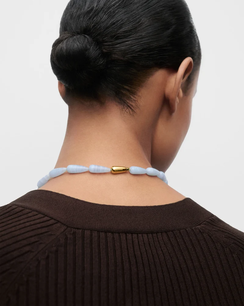 GRID 3 Blue agate Drop necklace