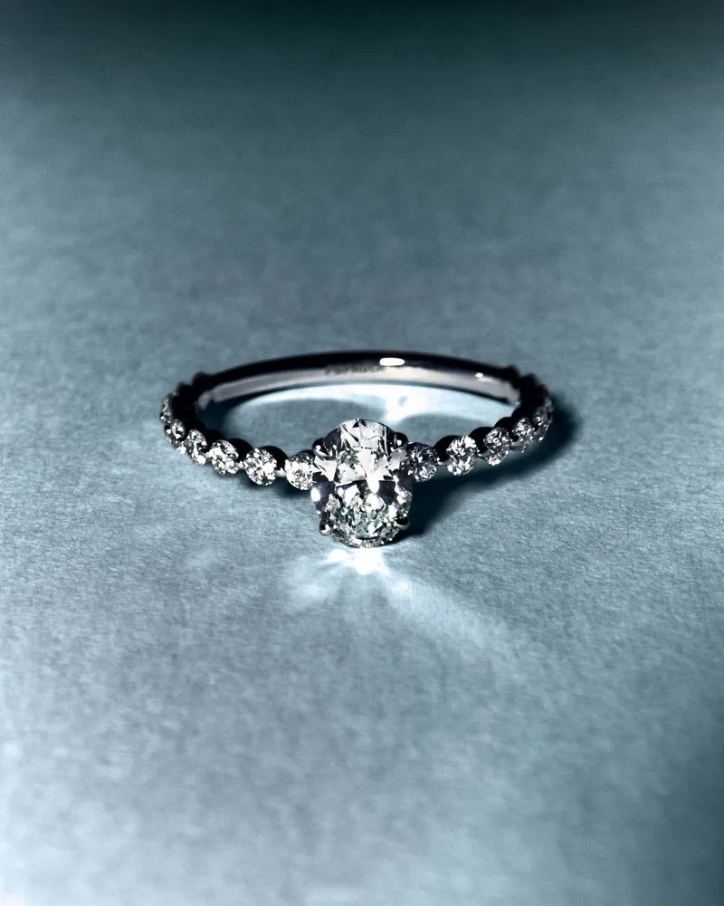 GRID 4 Diamonds and White Gold Trace solitary Ring