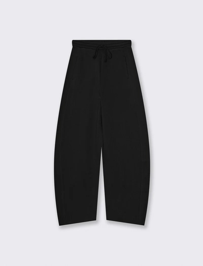 Pantalone tuta wide leg con coulisse vita - Nero