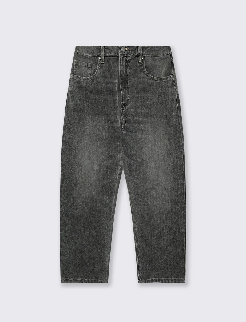JEANS SOFT TOUCH TAPERED WIDE LEG GRIGIO - Grigio scuro
