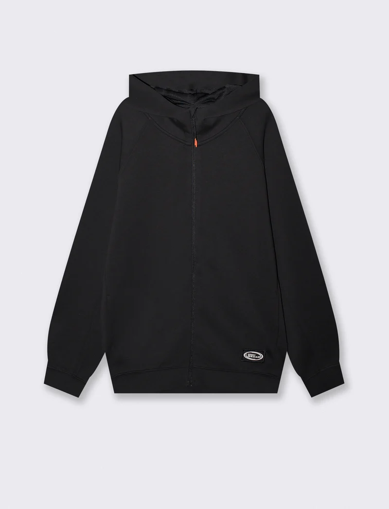 Felpa Cappuccio Cardigan Interlock Set - Nero
