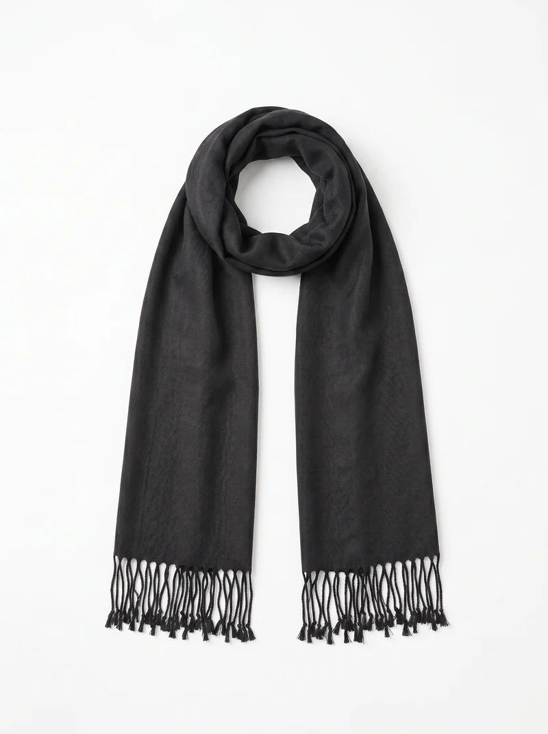 Foulard basic con frange eleganti - Nero