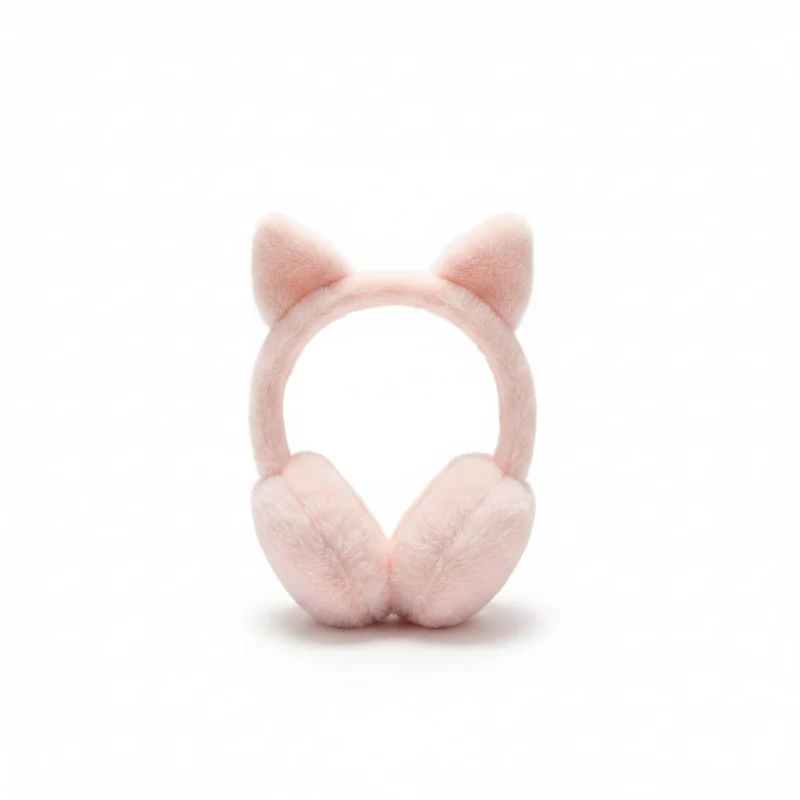 Paraorecchie in finta pelliccia con orecchie - Rosa