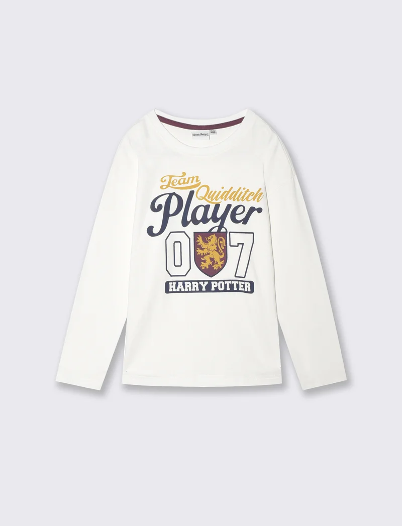 T-shirt maniche lunghe Harry Potter - Bianco latte