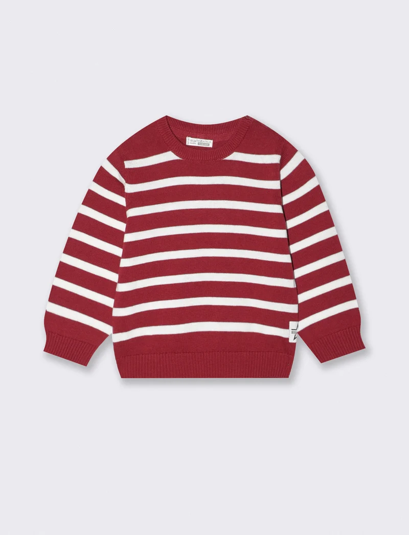Maglione rigato girocollo basico e trendy - Bordeaux