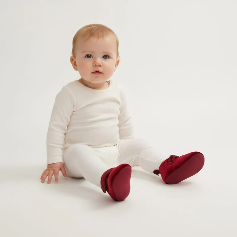 Ballerina in raso bordeaux per neonate - Bordeaux