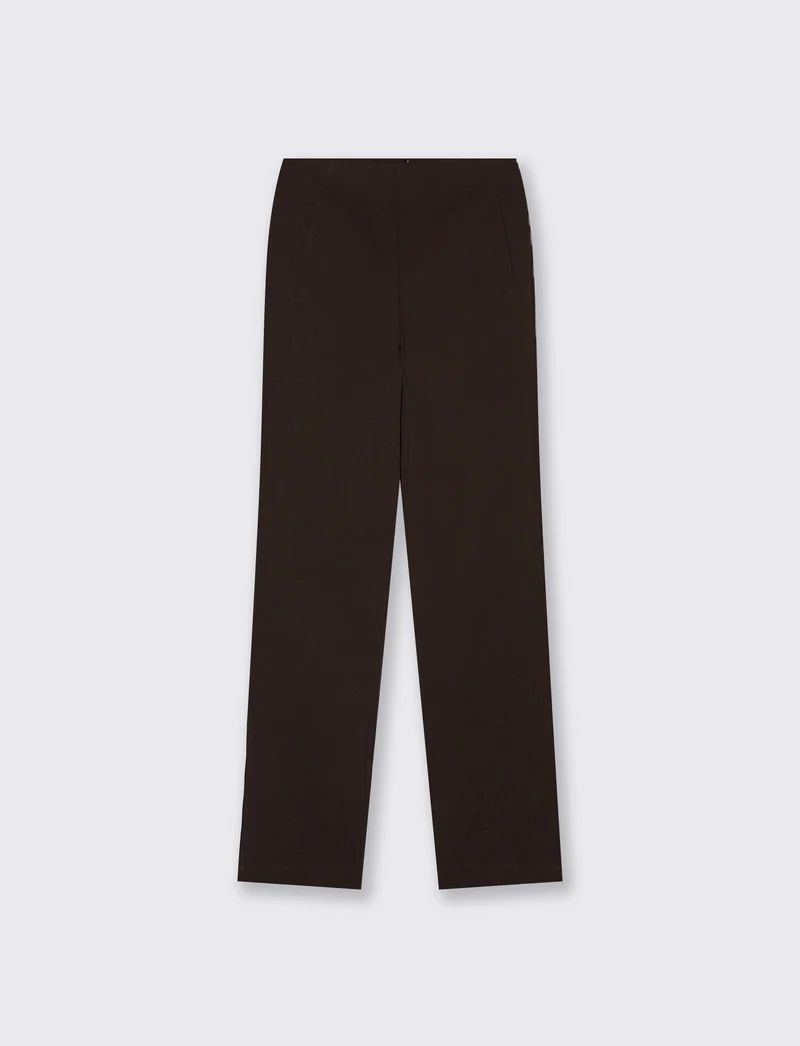 Pantalone skinny a vita alta flare - Moro