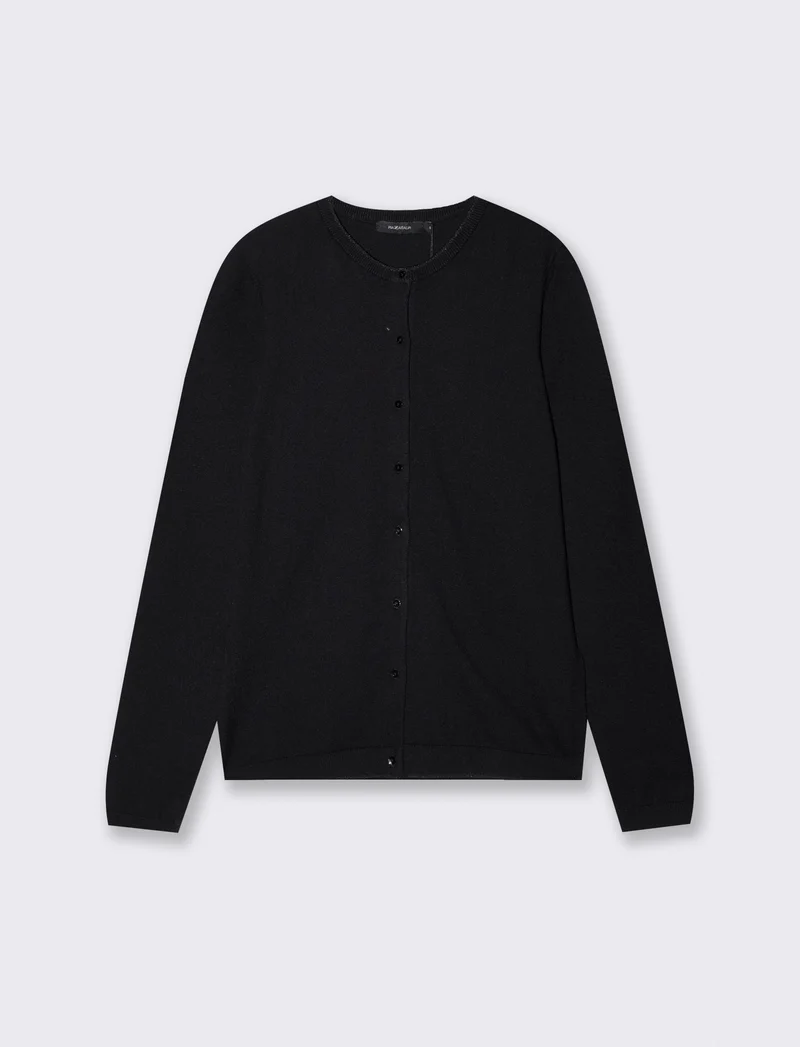 Cardigan Lungo con Bordino Lurex - Nero