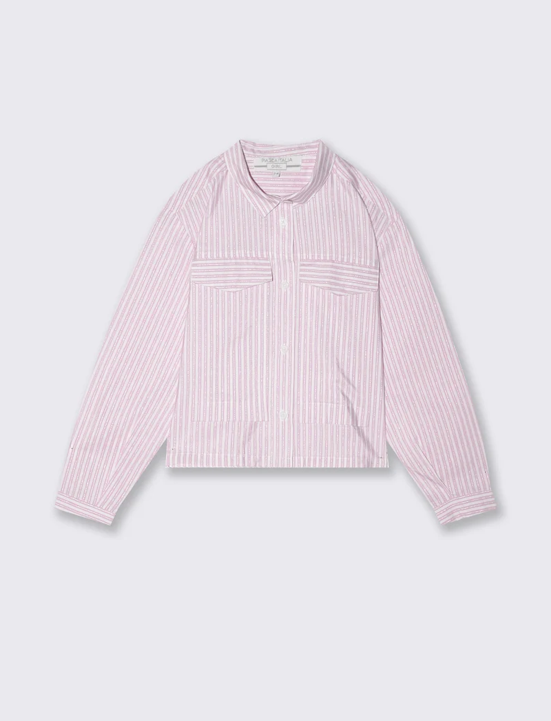 Camicia a righe con dettagli metallizzati - Rosa candy
