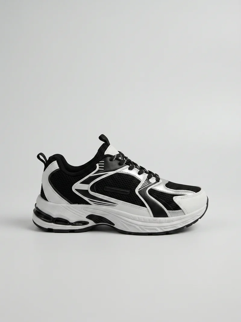 Sneakers in tessuto tecnico a contrasto - Nero