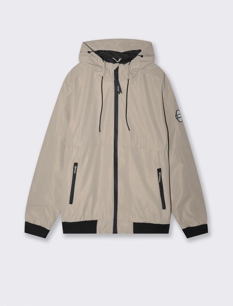 Giubbotto antivento con cappuccio regolabile - Beige