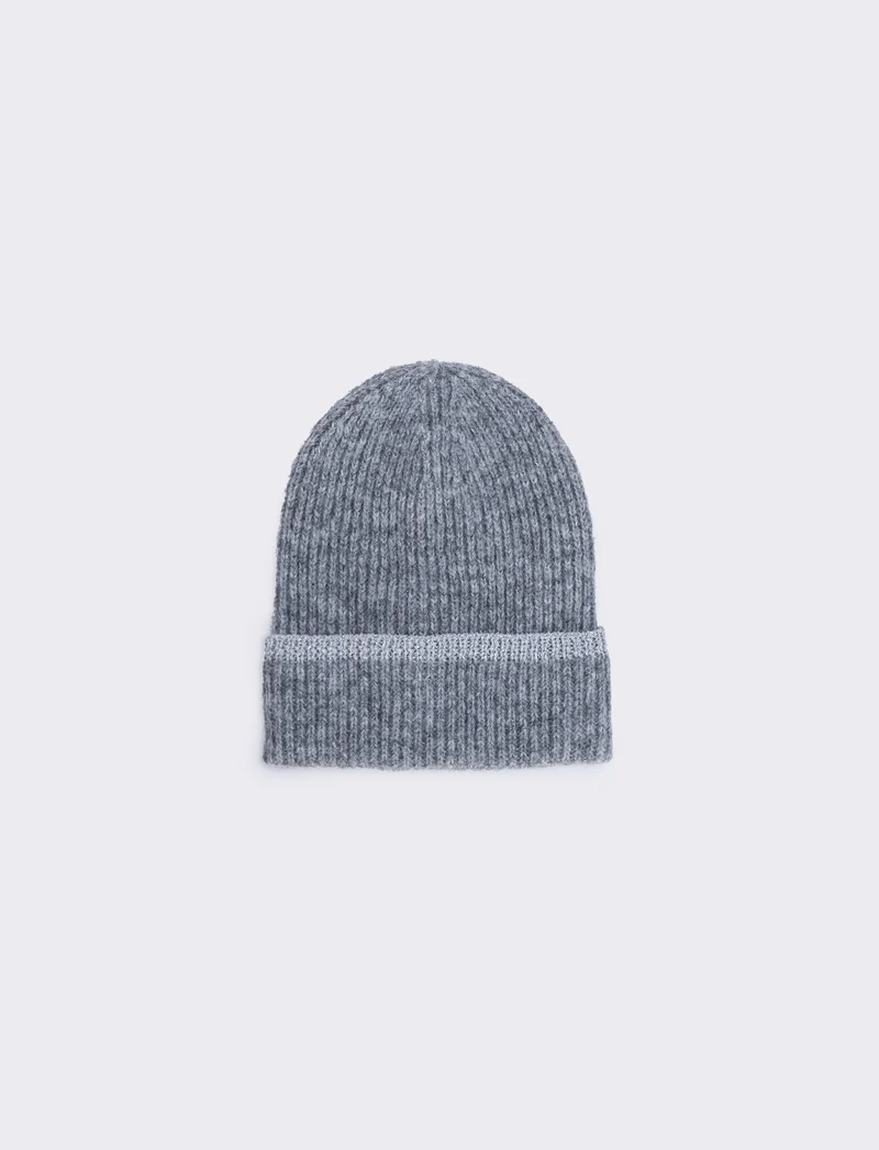 Cappello in maglia con bordino lurex - Grigio