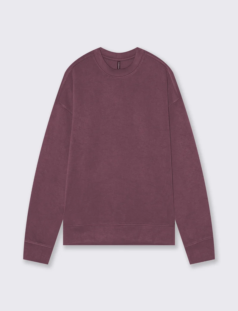Felpa basica girocollo con spalle scese - Rosso amarena