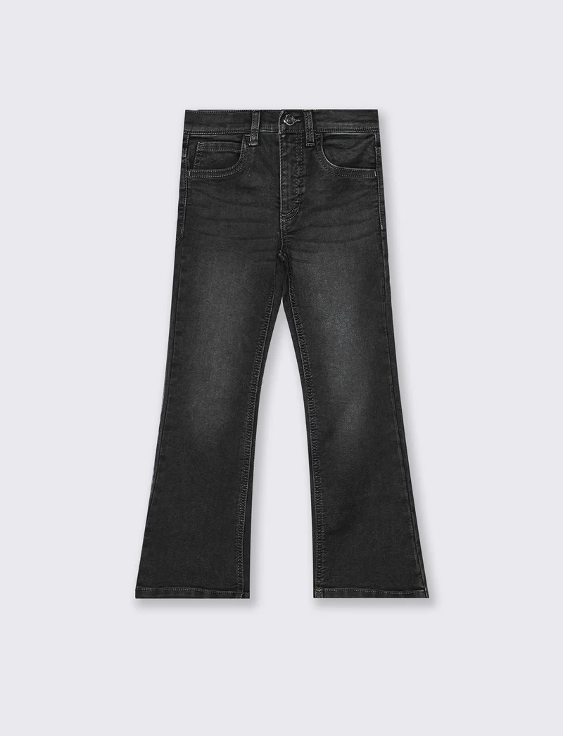 Jeans da bambina in denim svasati - Nero