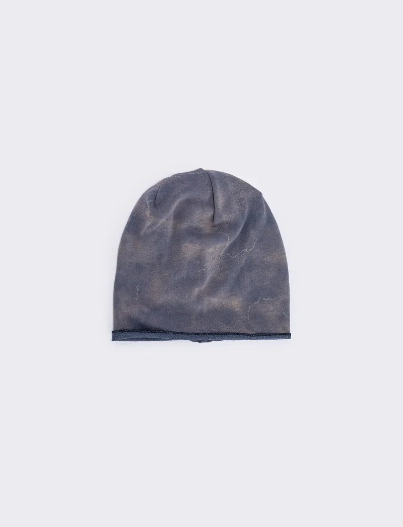 Cuffia uomo melange con strappi verticali - Blu