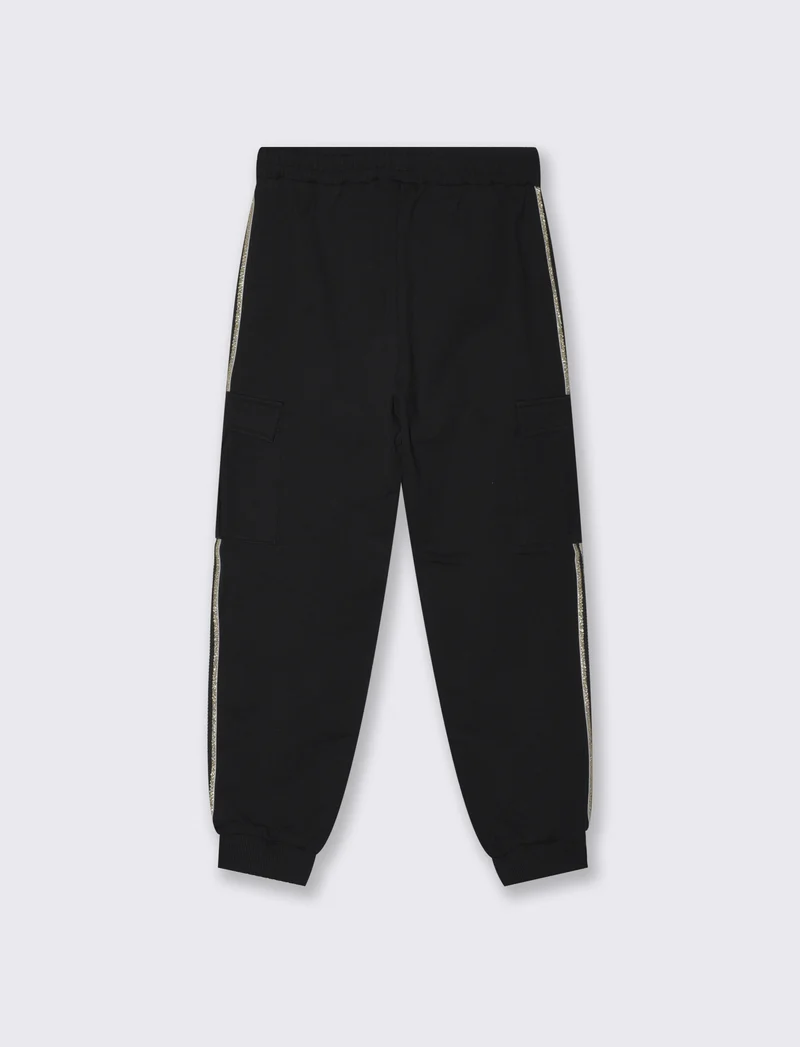 Jogger cargo con nastro metallizzato - Nero