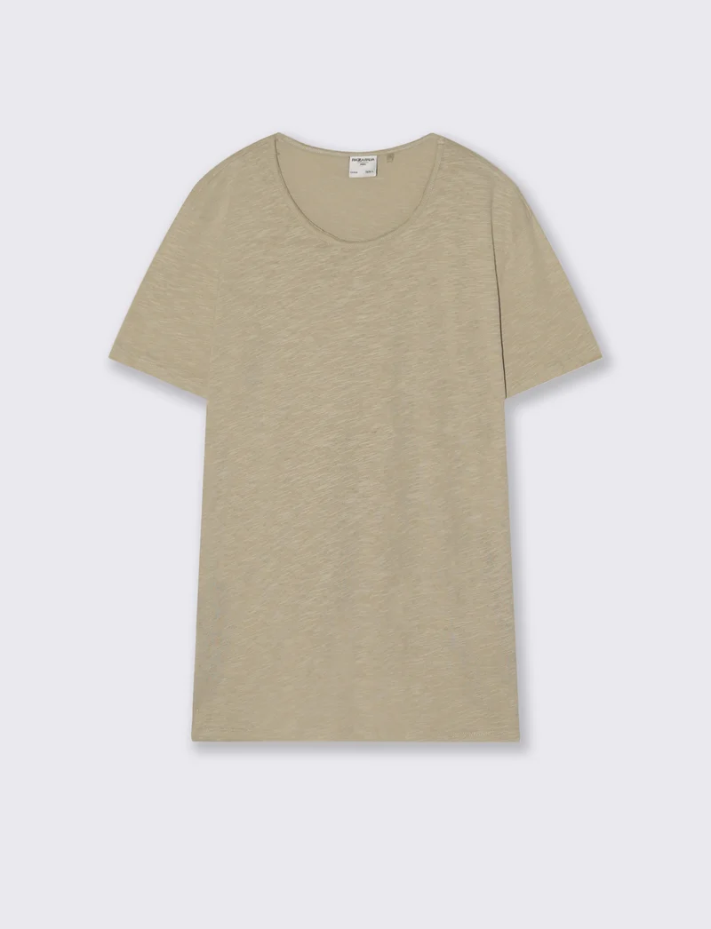 T-shirt girocollo cotone slub regular fit - Grigio stone