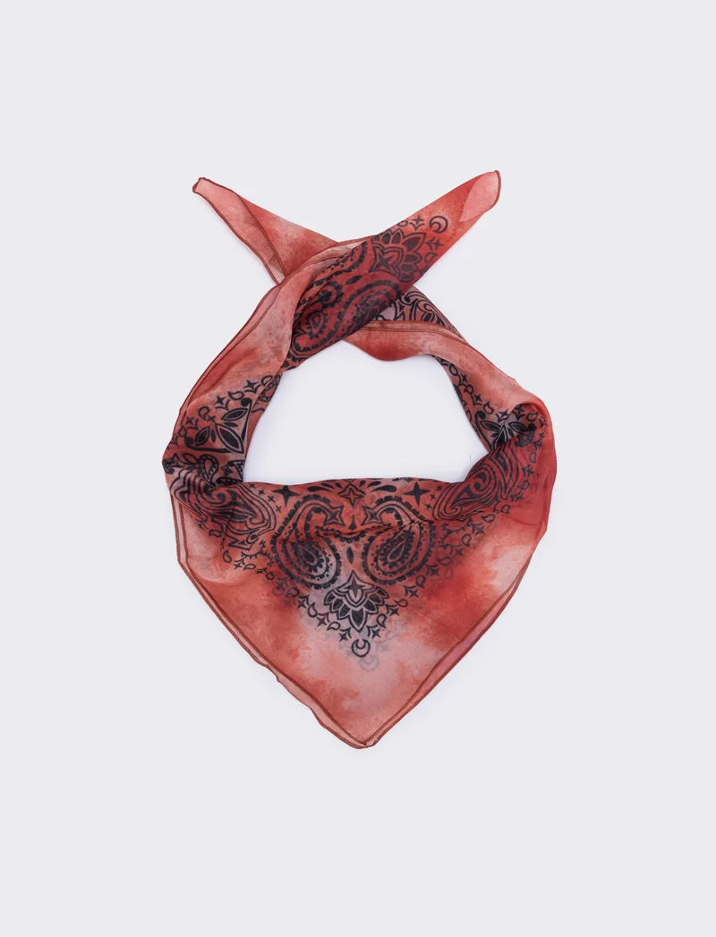 Foulard quadrato tie die paisley - Arancio