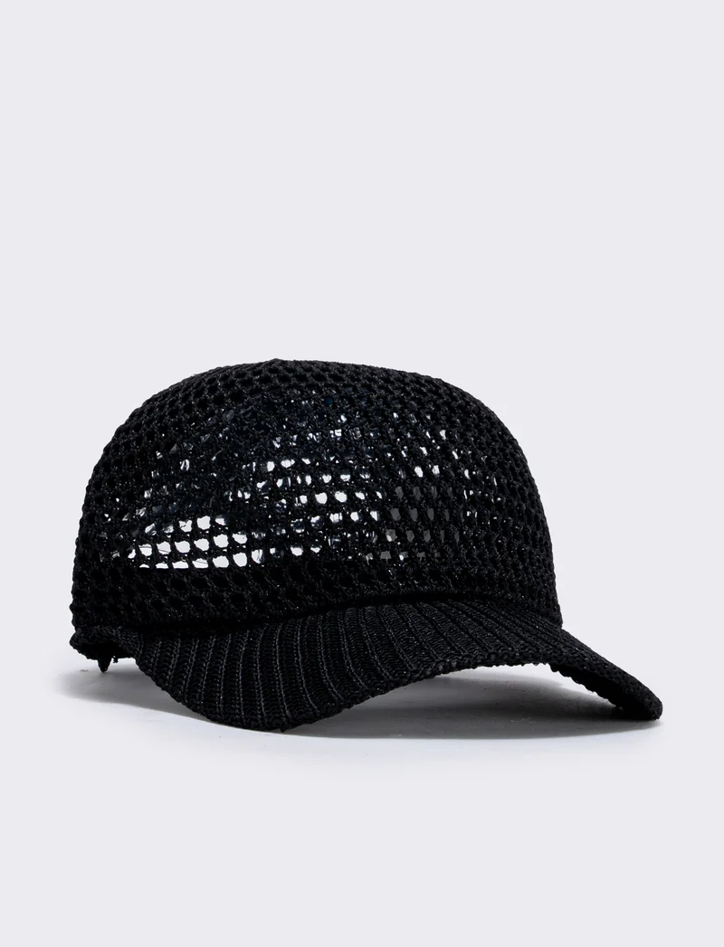 Cappello baseball effetto uncinetto - Nero