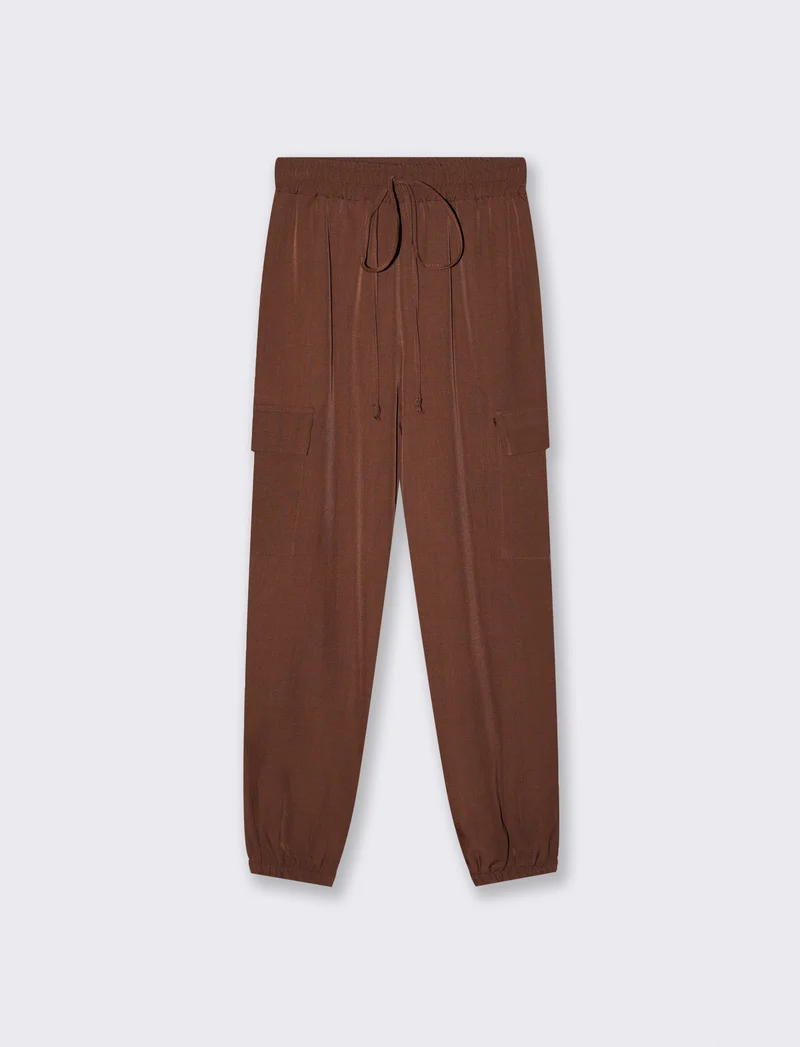 Pantalone con tasconi e coulisse - Moro