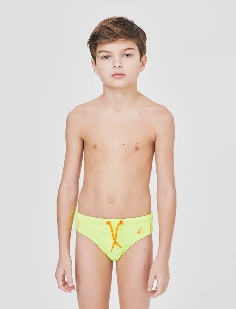 Costume slip elastico con stampa fluo - Giallo