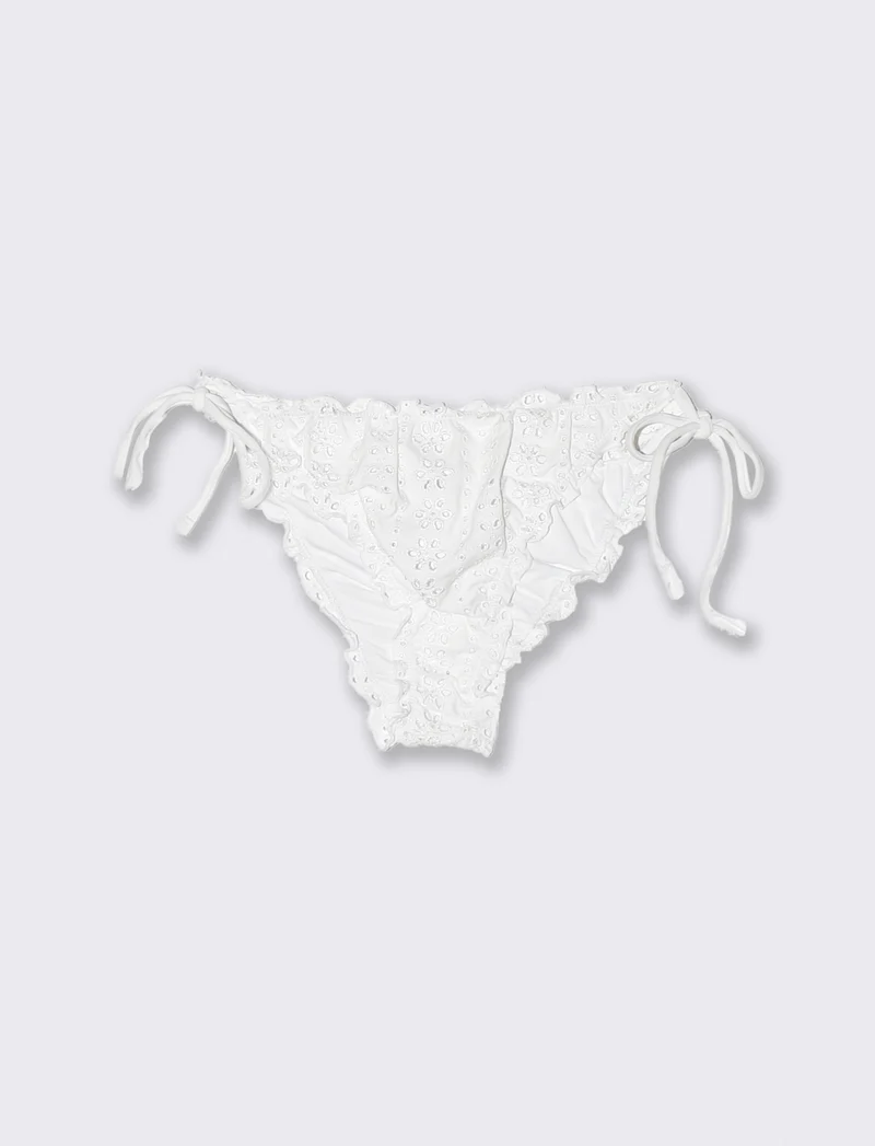 Slip mare in sangallo con laccetti - Bianco