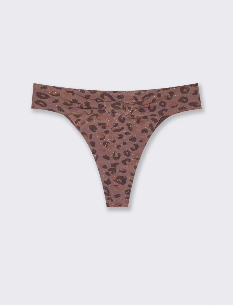 Slip mare con nodo in lurex - Marrone