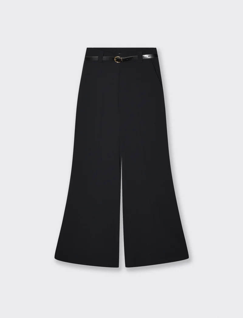 Pantalone dritto con cintura elegante - Nero