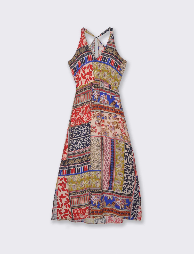 Vestito lungo con scollo a V e spacchi - var 3