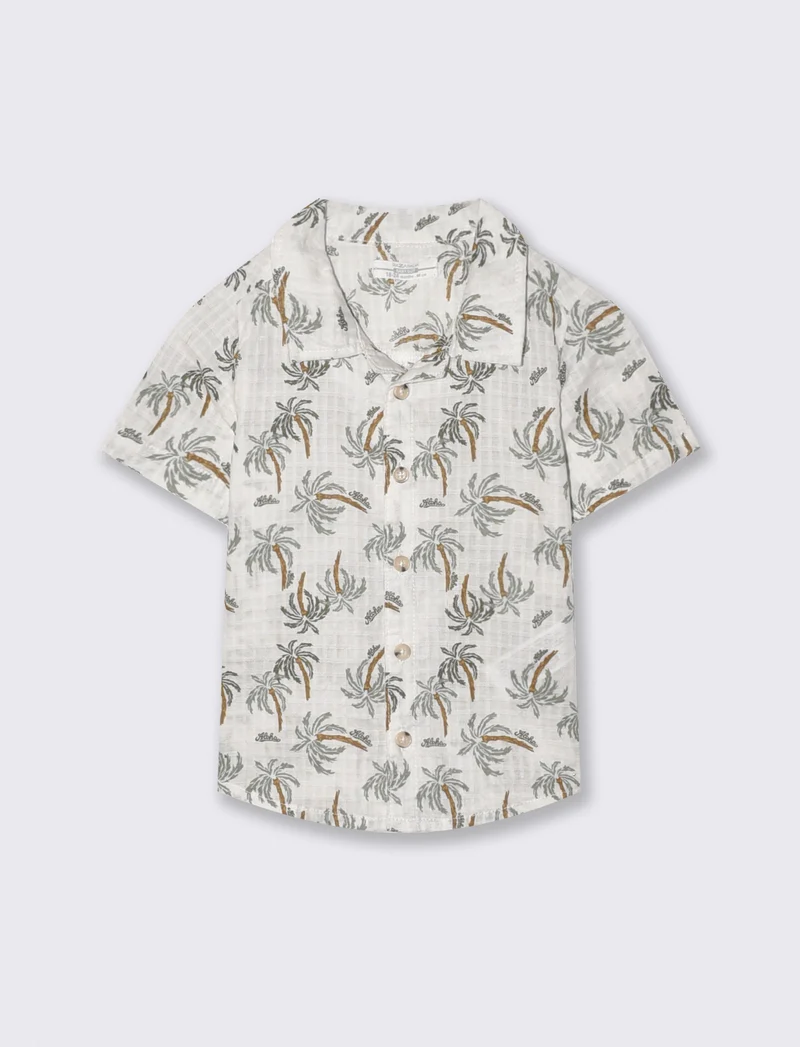 Camicia stampata manica corta palme - Fantasia
