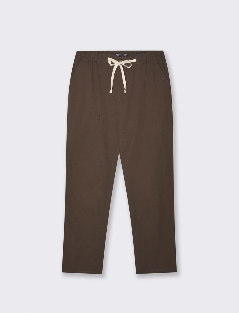 Pantaloni Jogger in Cotone Seer Sucker - Moro
