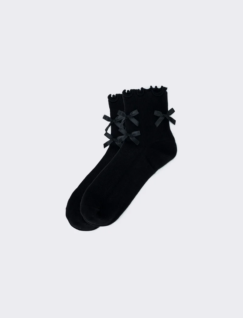 Calzini con fiocchetti per donne eleganti - Nero