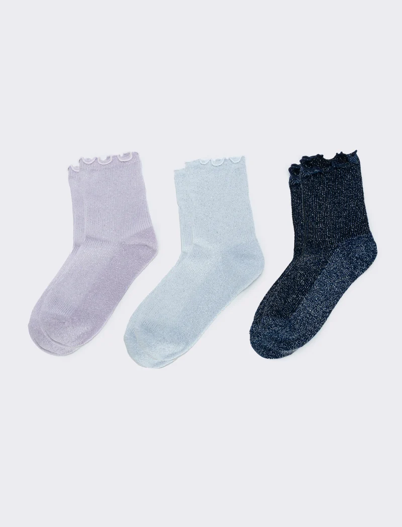 Tripack di calzini lurex - Rosa