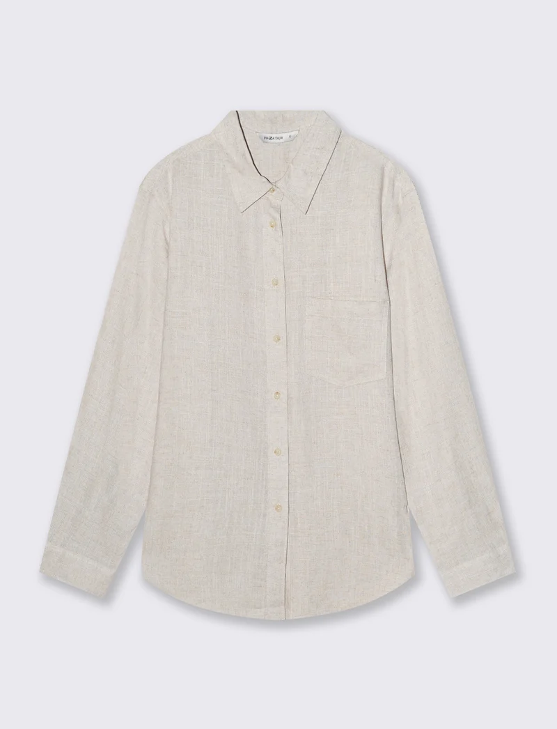 Camicia Manica Lunga con Taschino - Sabbia
