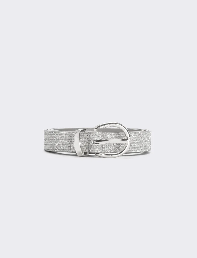 Cintura lurex con passante in metallo - Argento
