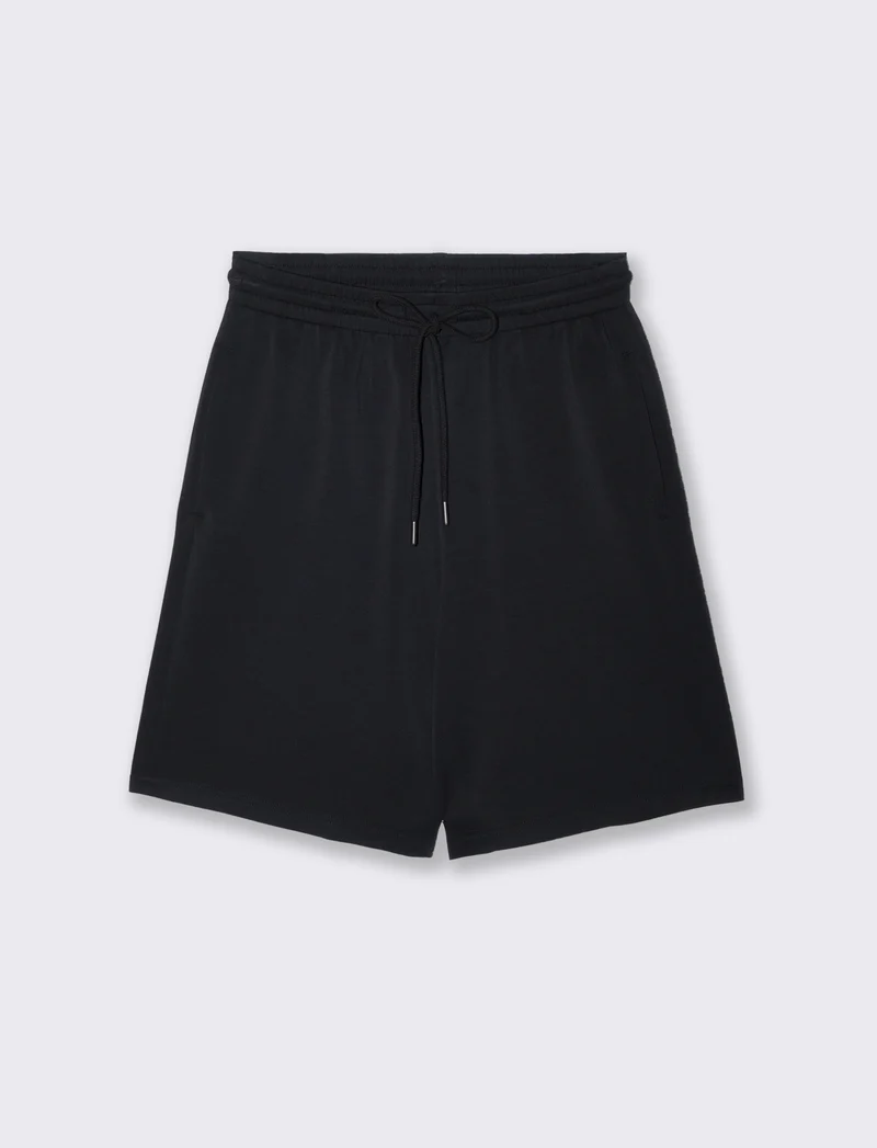 Bermuda con Elastico e Coulisse - Nero