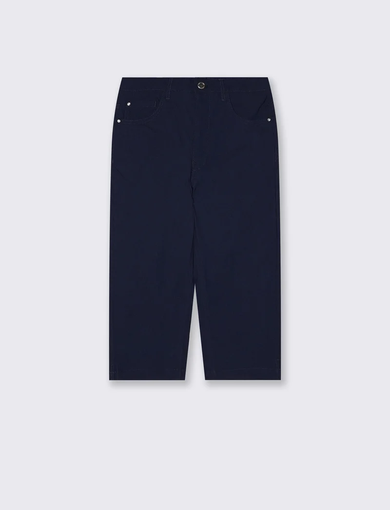 Pantaloni Capri Slim in Tessuto Elasticizzato - Blu