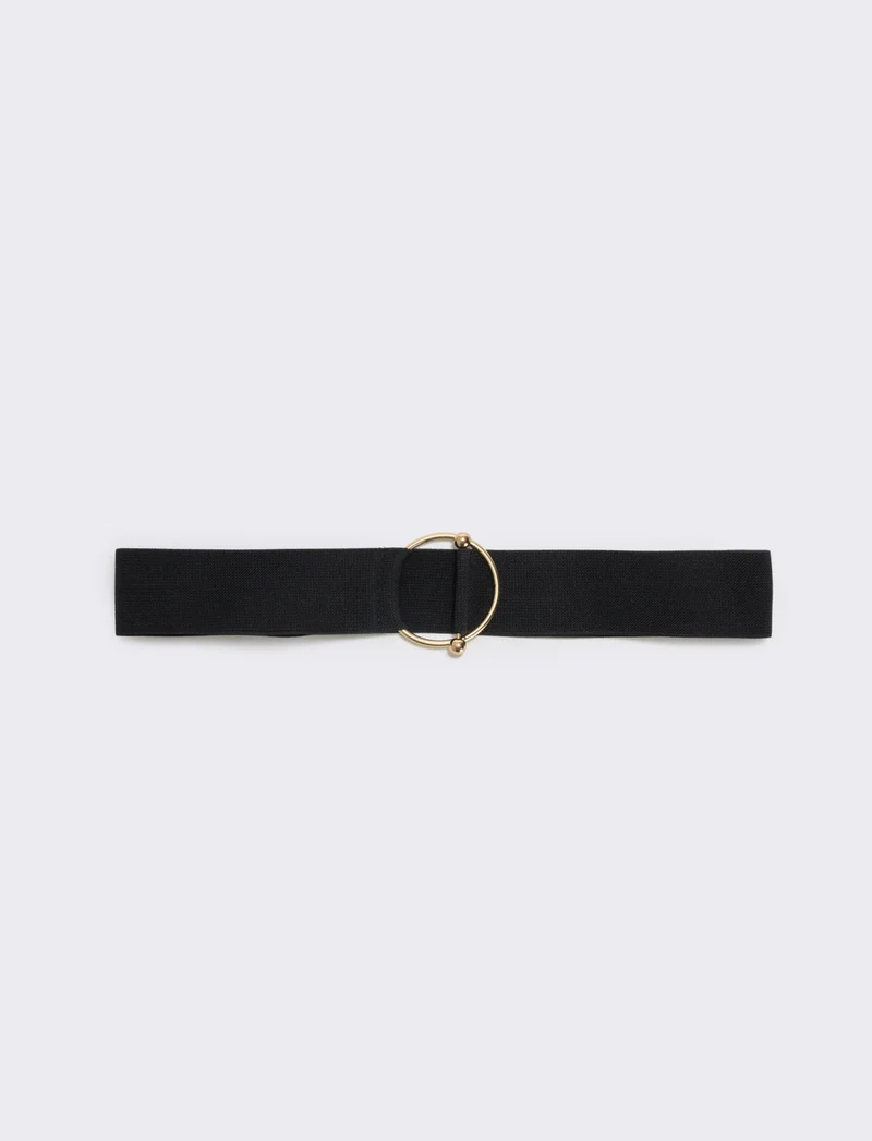 Cintura elastica fibbia rotonda - Nero-oro